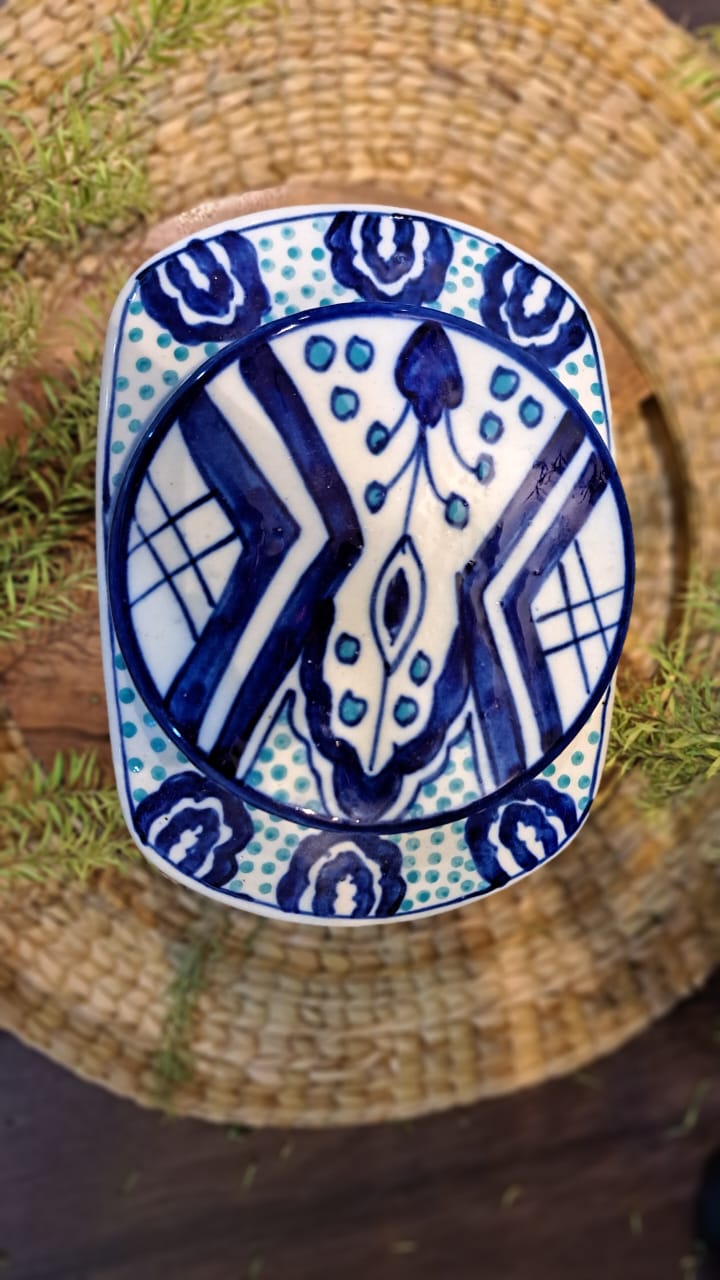 HANDPAINTED CERAMIC JAR WITH LID