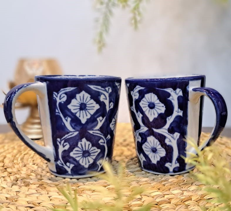 BLUE COLOR CERAMIC MUG/CUP (SET OF 2)