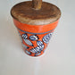 HANDPAINTED CERAMIC JAR SOYA WAX JAR CANDLE WITH WOODEN LID
