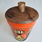 HANDPAINTED CERAMIC JAR SOYA WAX JAR CANDLE WITH WOODEN LID