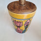 HANDPAINTED CERAMIC JAR SOYA WAX JAR CANDLE WITH WOODEN LID