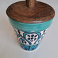 HANDPAINTED CERAMIC JAR SOYA WAX JAR CANDLE WITH WOODEN LID