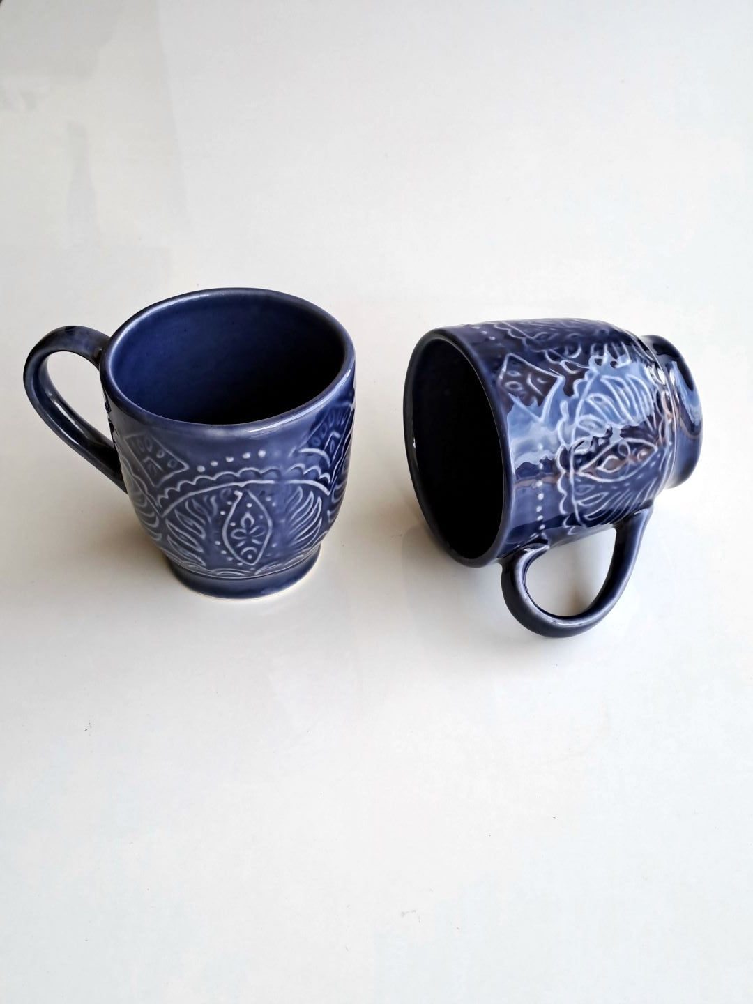 BLUE COLOR CERAMIC MUG/CUP (SET OF 2)