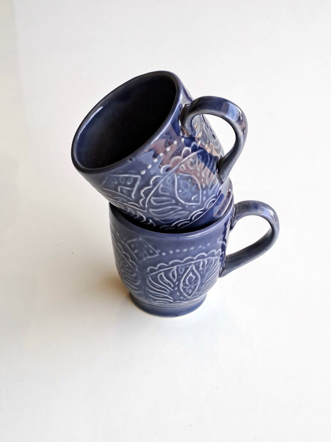 BLUE COLOR CERAMIC MUG/CUP (SET OF 2)