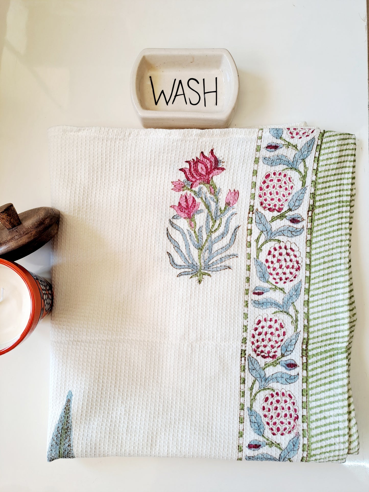 Hand block Print Waffel Towel