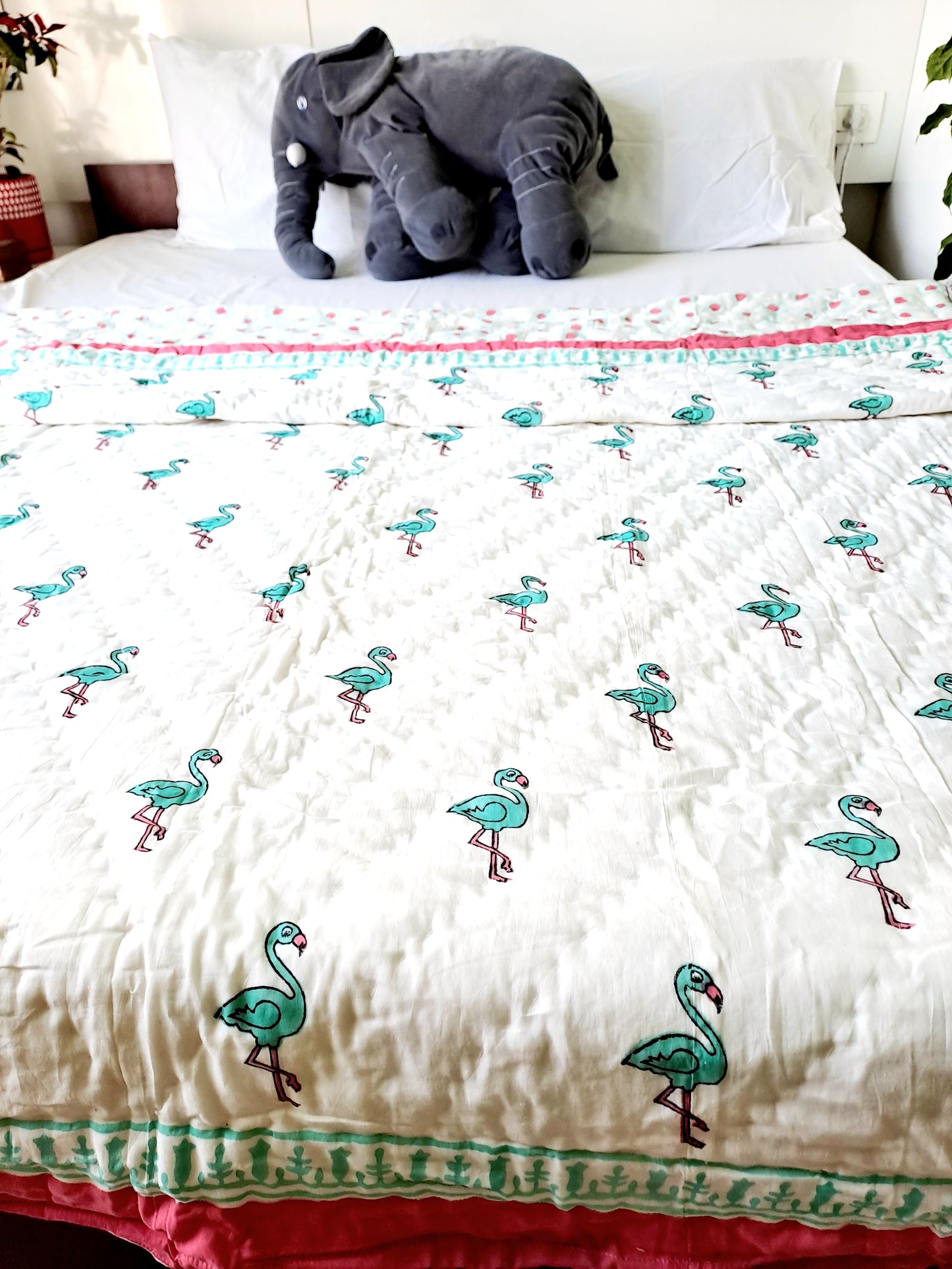 HANDBLOCK PRINTED REVERSIBLE COTTON KIDS (SINGLE )QUILT