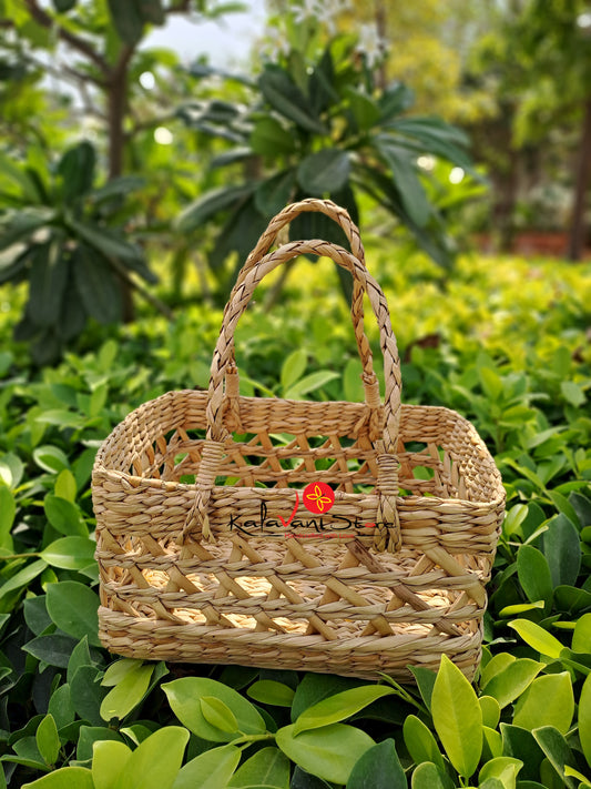 KAUNA GRASS JALLI BASKET WITH HANDLE