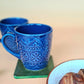 BLUE COLOR MUG/CUP WITH BEAUTIFUL ART (SET OF 2)