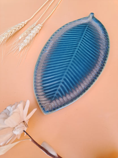 CERAMIC GREEN LEAF PLATTER