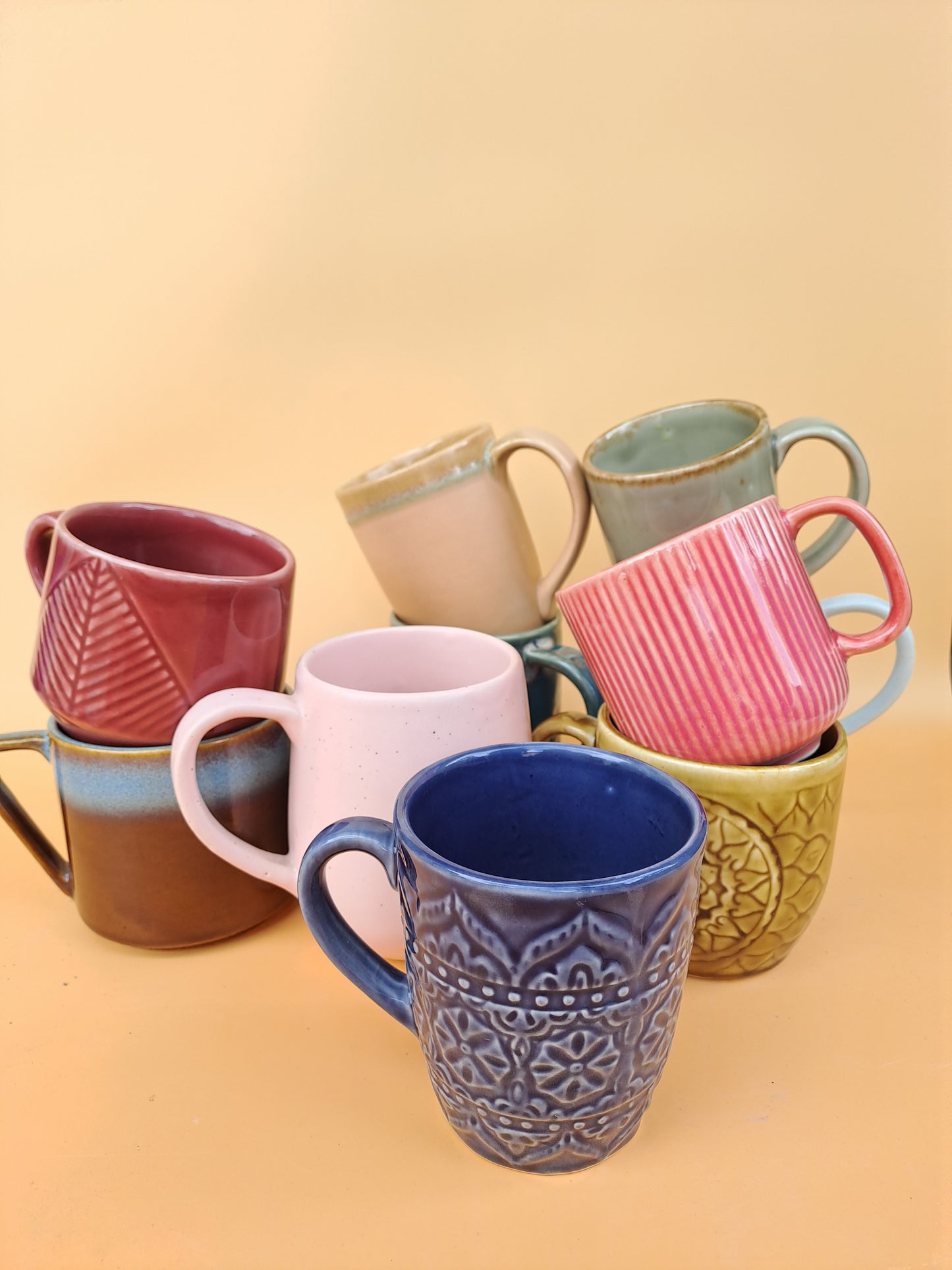 GREEN MANDELA CERAMIC CUP(SET OF 2)