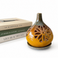 MUSTARD AND GREEN CONICAL CERAMIC T-LIGHT HOLDER
