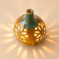MUSTARD AND GREEN CONICAL CERAMIC T-LIGHT HOLDER