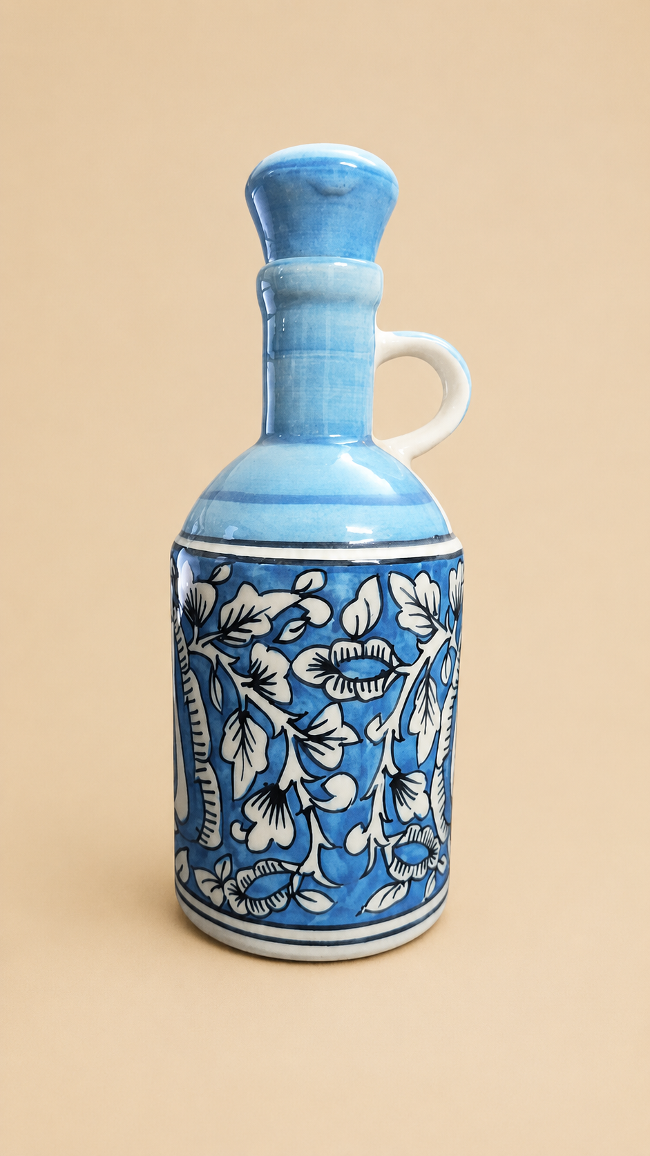 CERAMIC ART HAND PAINTED BLUE COLOR OIL DISPENSER