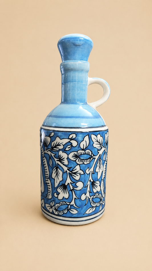CERAMIC ART HAND PAINTED BLUE COLOR OIL DISPENSER