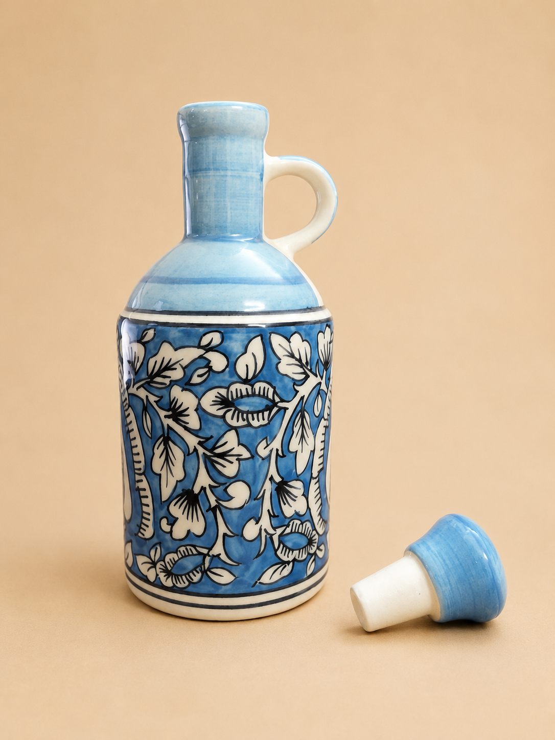 CERAMIC ART HAND PAINTED BLUE COLOR OIL DISPENSER