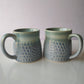 LEAFY BLUE COLOR CERAMIC MUG/CUP(SET OF 2)