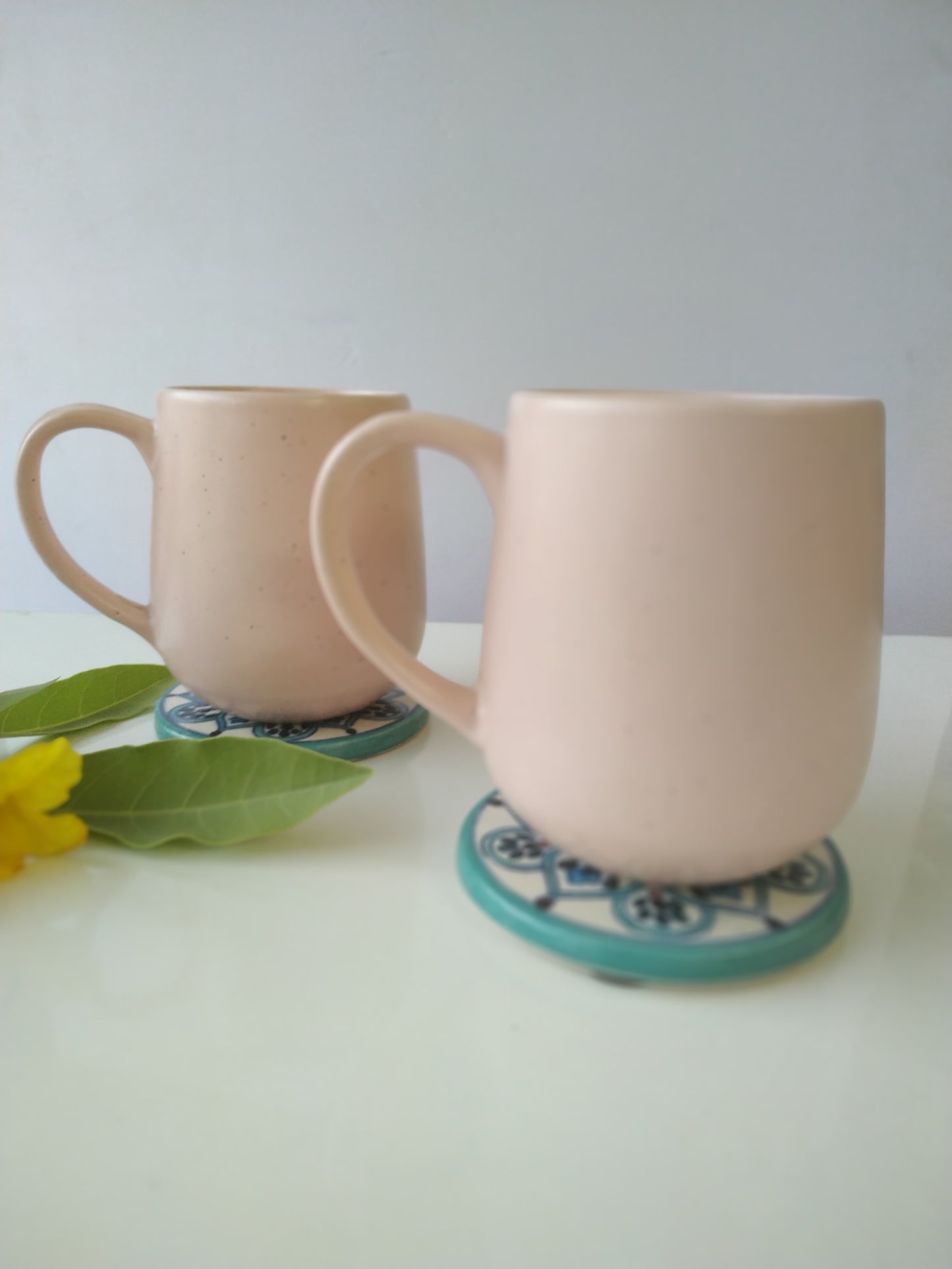 PEACH COLOR CERAMIC MUG/CUP (SET OF 2)