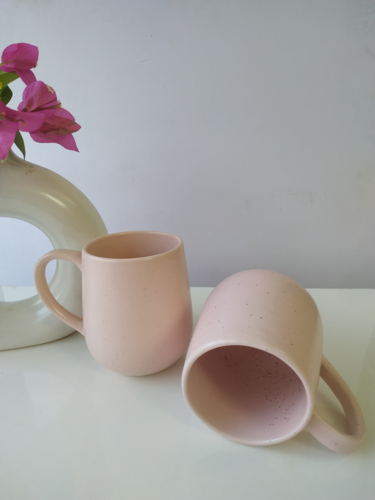 PEACH COLOR CERAMIC MUG/CUP (SET OF 2)