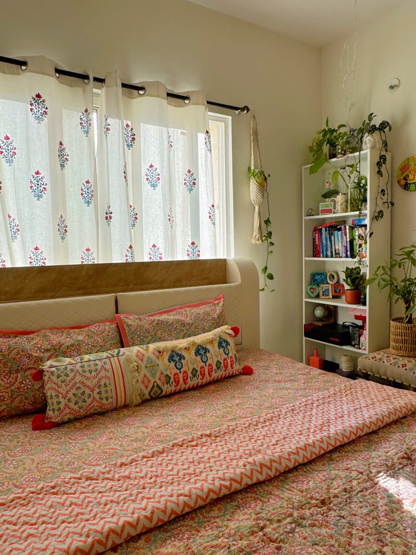 HAND BLOCK PRINT DOUBLE BEDSHEET AND QUILT BEDDING SET