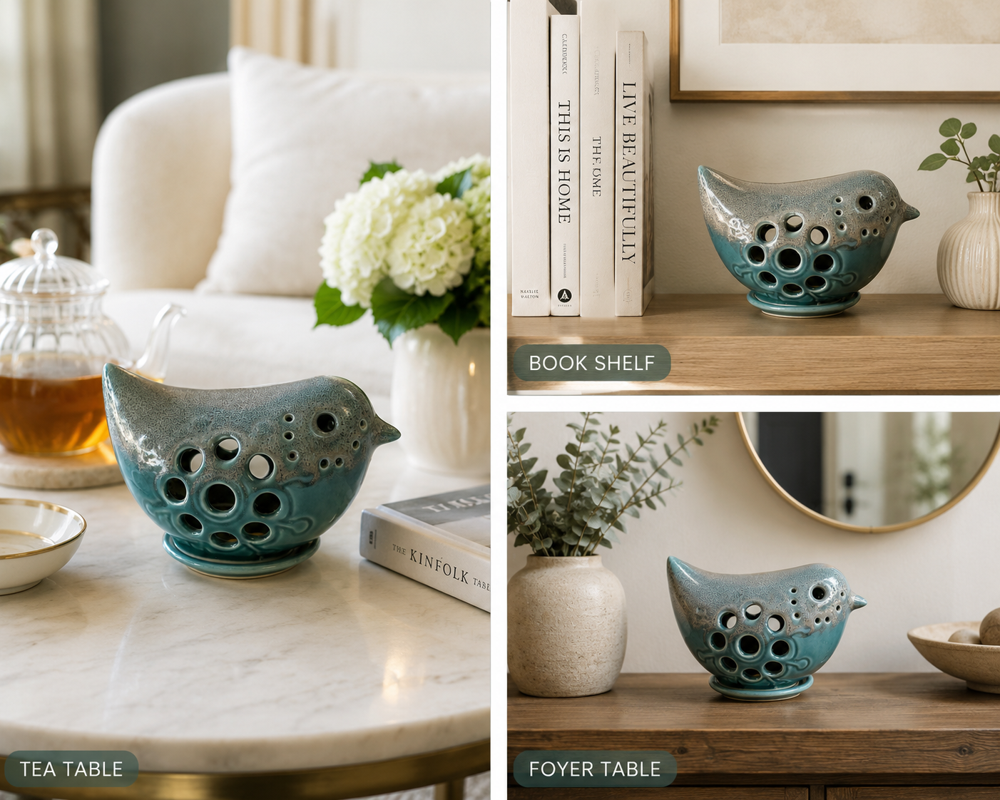 BIRD SHAPE T-LIGHT HOLDER (17 cm x 10 cm x 10 cm)