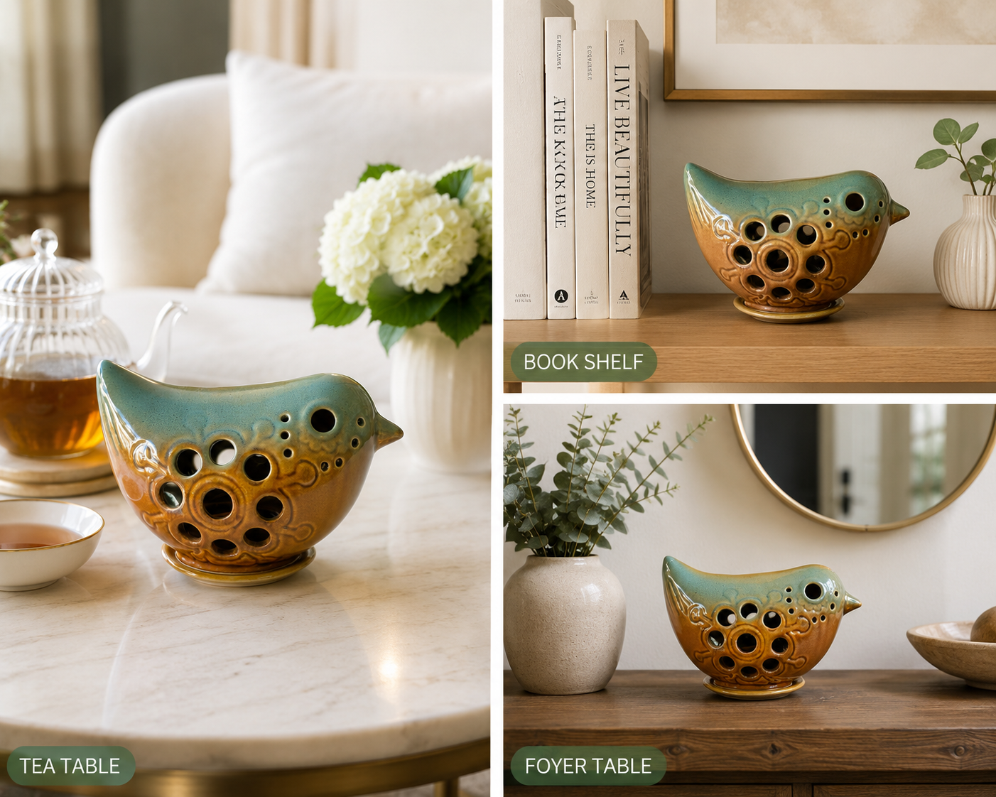 BIRD SHAPE T-LIGHT HOLDER (17 cm x 10 cm x 10 cm)