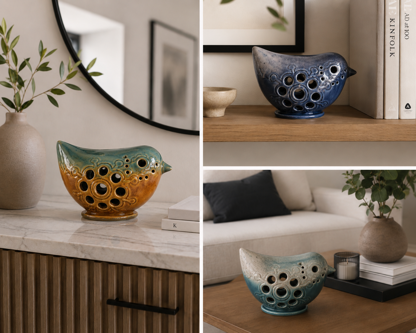 BIRD SHAPE T-LIGHT HOLDER (17 cm x 10 cm x 10 cm)