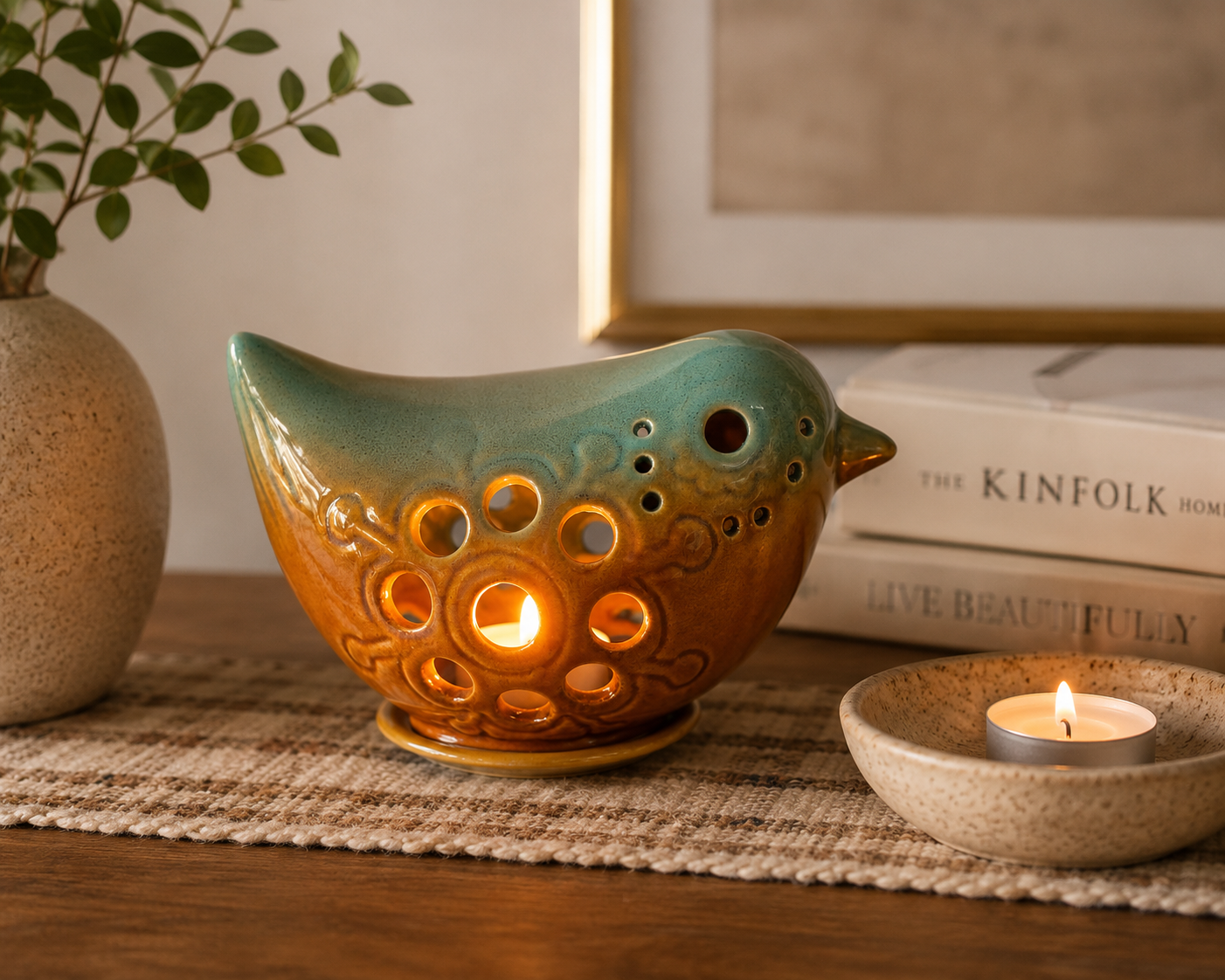 BIRD SHAPE T-LIGHT HOLDER (17 cm x 10 cm x 10 cm)