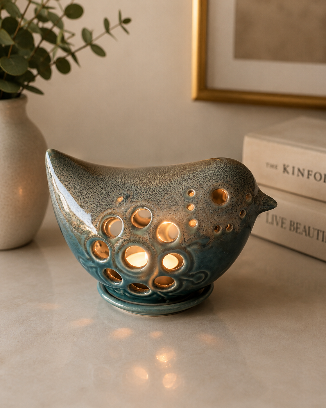 BIRD SHAPE T-LIGHT HOLDER (17 cm x 10 cm x 10 cm)