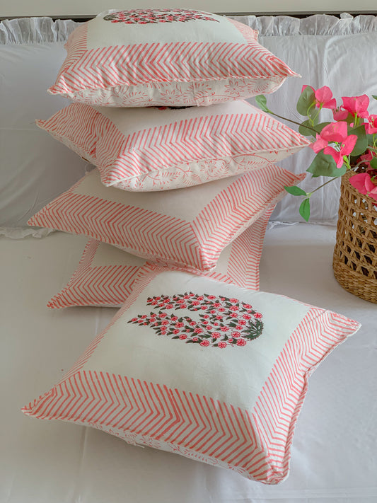 HANDBLOCK PRINT CUSHION COVER ( Set of 5)