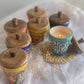 HANDPAINTED CERAMIC JAR SOYA WAX JAR CANDLE WITH WOODEN LID