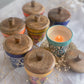 HANDPAINTED CERAMIC JAR SOYA WAX JAR CANDLE WITH WOODEN LID