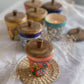 HANDPAINTED CERAMIC JAR SOYA WAX JAR CANDLE WITH WOODEN LID