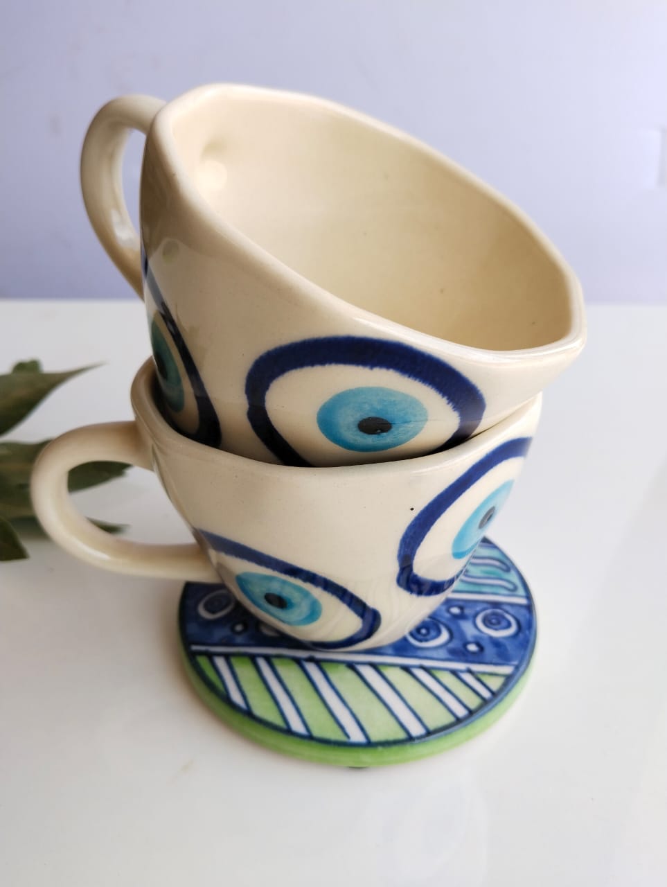 EVIL EYE CREAMIC MUG/CUP(SET OF 2)