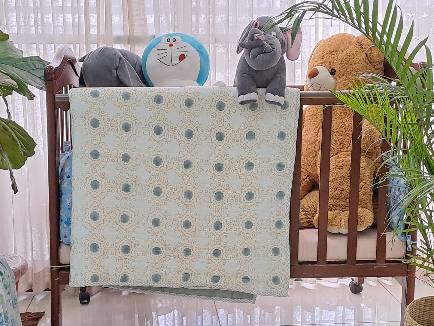 HANDBLOCK PRINTED REVERSIBLE COTTON KIDS (SINGLE) QUILT