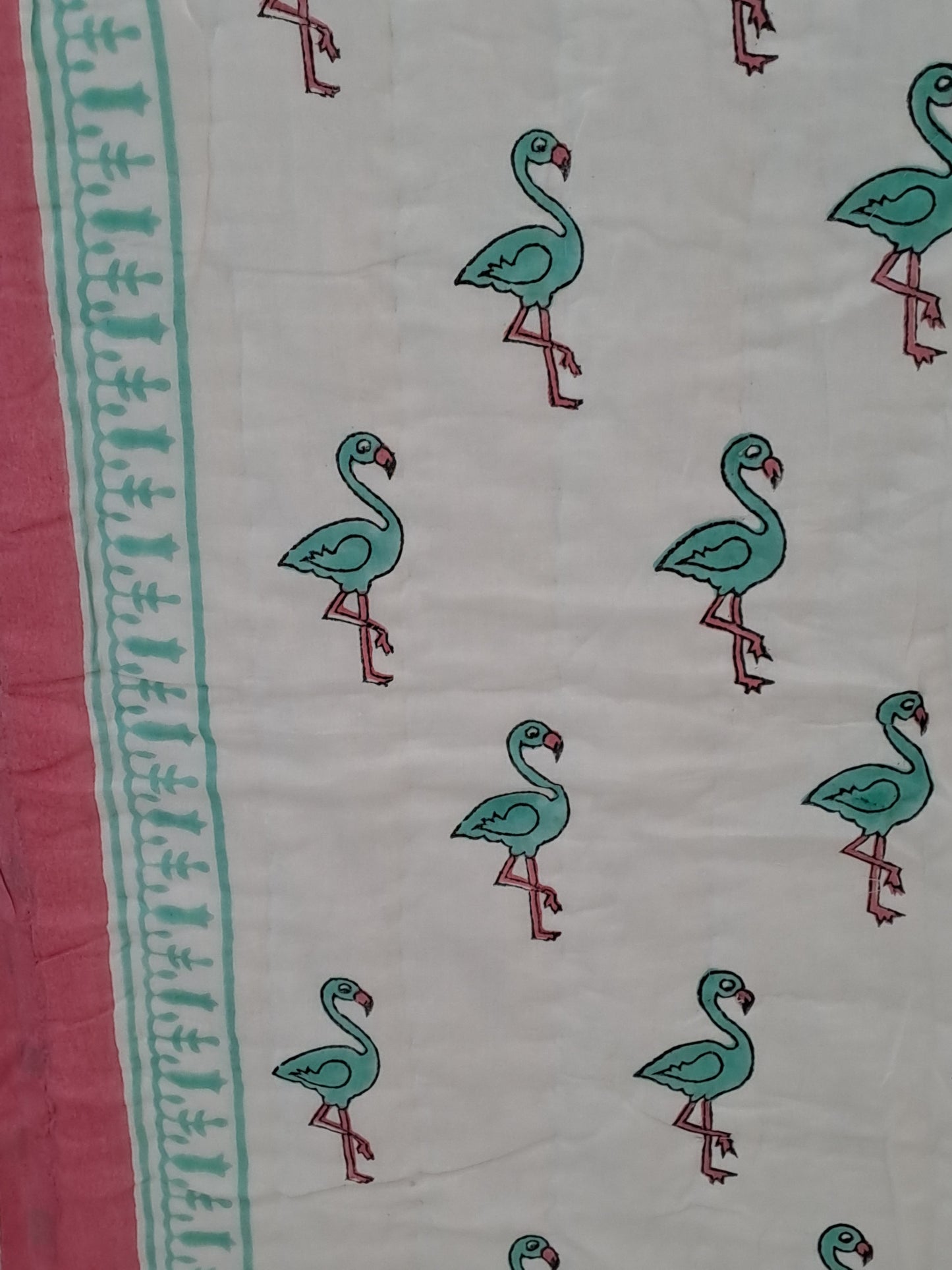 HANDBLOCK PRINTED REVERSIBLE COTTON KIDS (SINGLE )QUILT