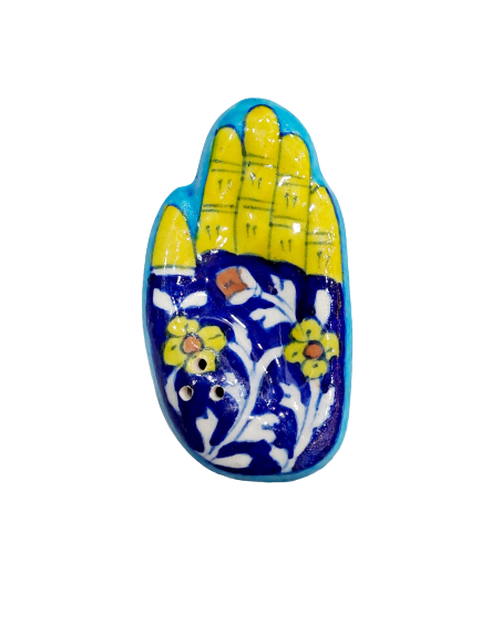 BLUE POTTERY CERAMIC PALM / HAND AGARBATTI STAND
