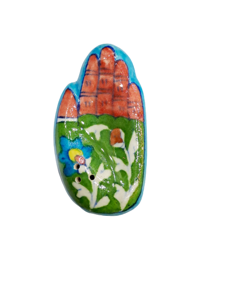 BLUE POTTERY CERAMIC PALM / HAND AGARBATTI STAND