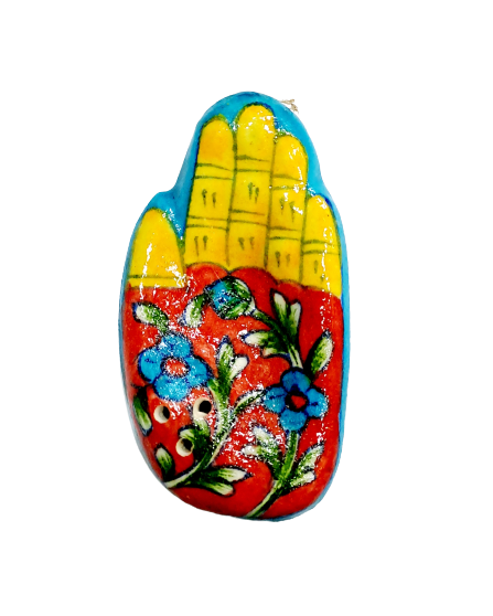 BLUE POTTERY CERAMIC PALM / HAND AGARBATTI STAND