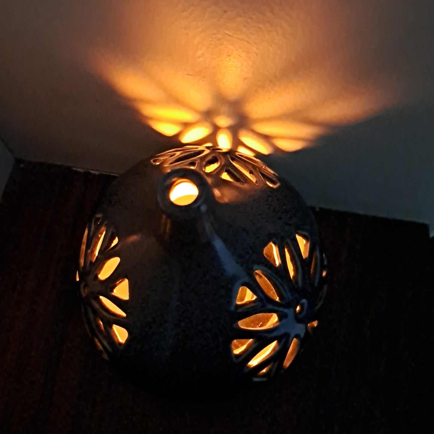 BLUE CONICAL CERAMIC T-LIGHT HOLDER