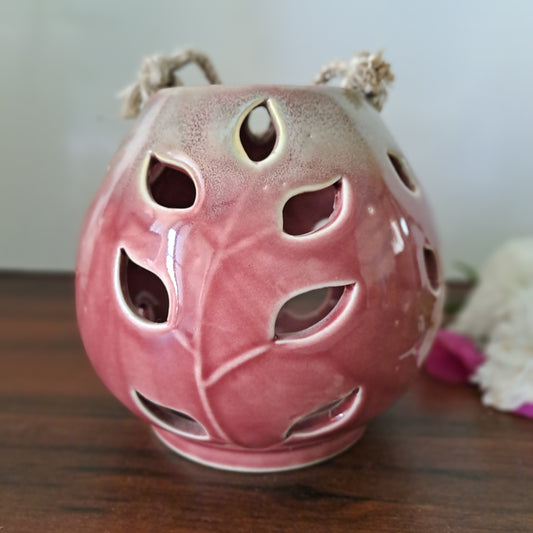 PINK CERAMIC T-LIGHT HOLDER