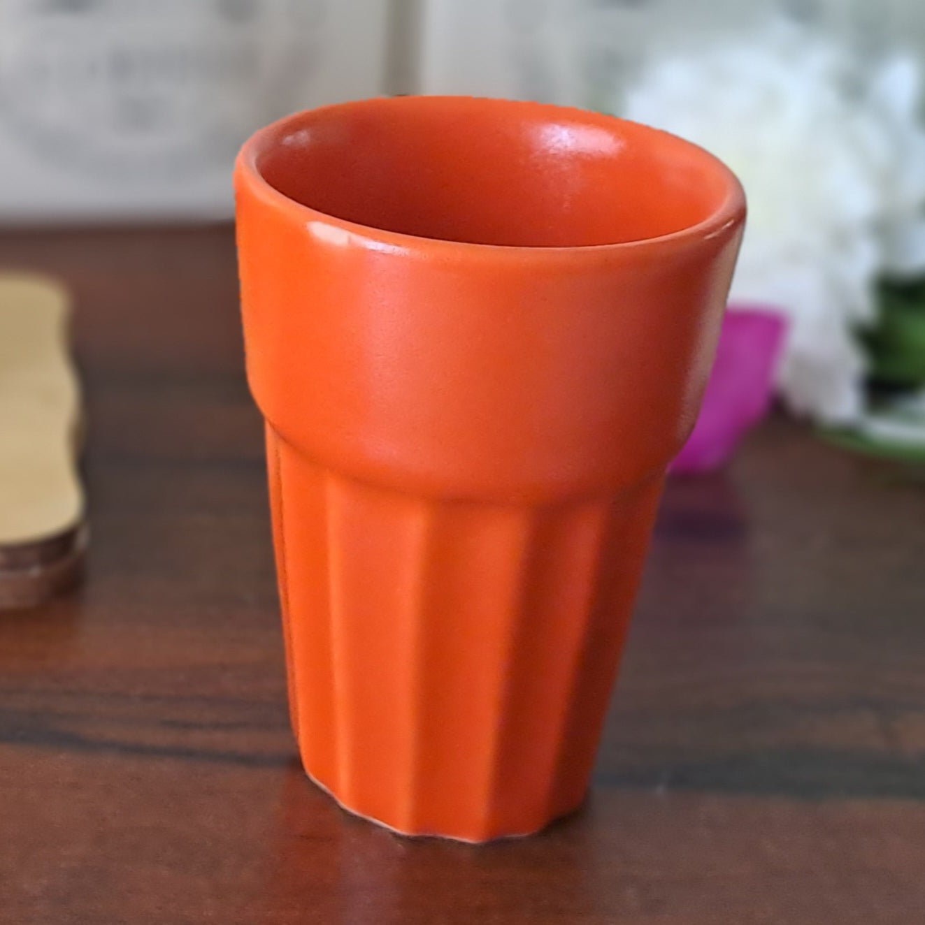 CERAMIC ORANGE KULHAR SET OF 2