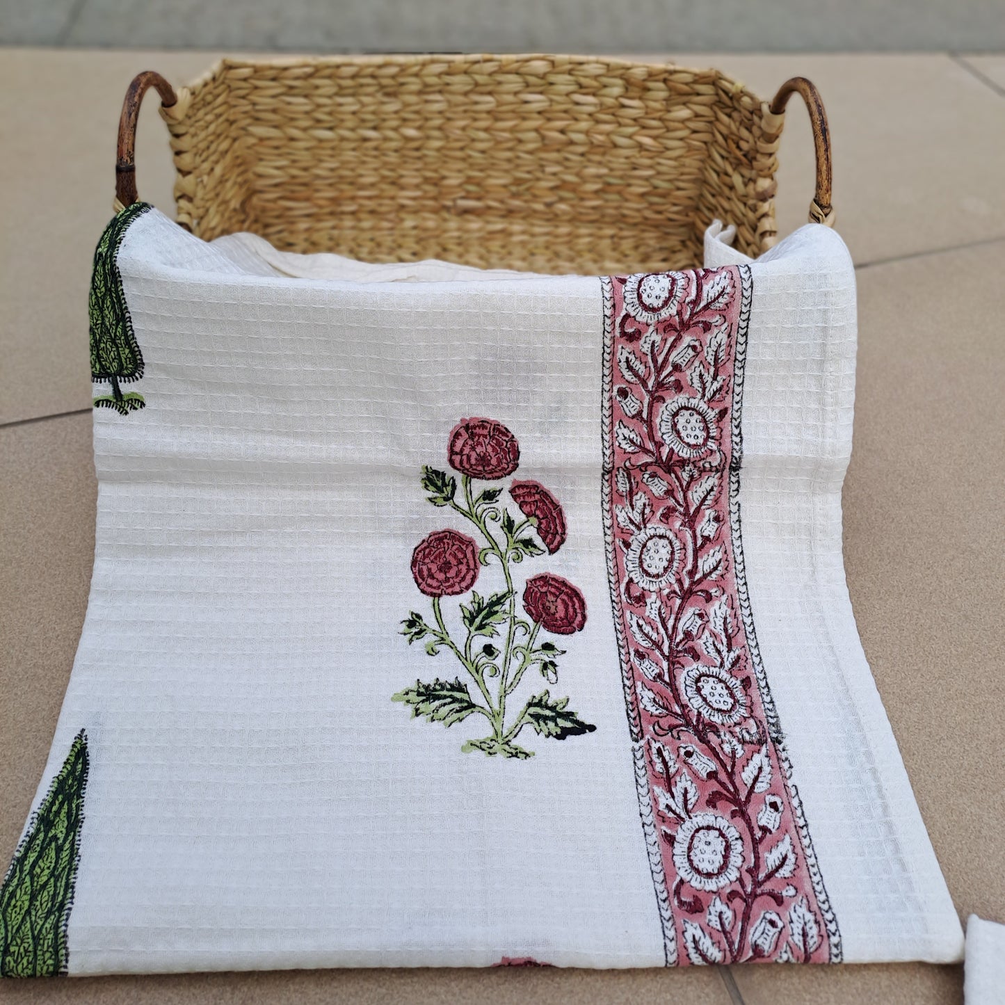 Hand block Print Waffel Towels Set of 3