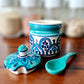 HAND PAINTED CERAMIC POT / JAR SET OF 2