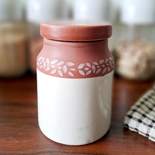 CERAMIC JAR WITH CERAMIC LID (SMALL) SET OF 2