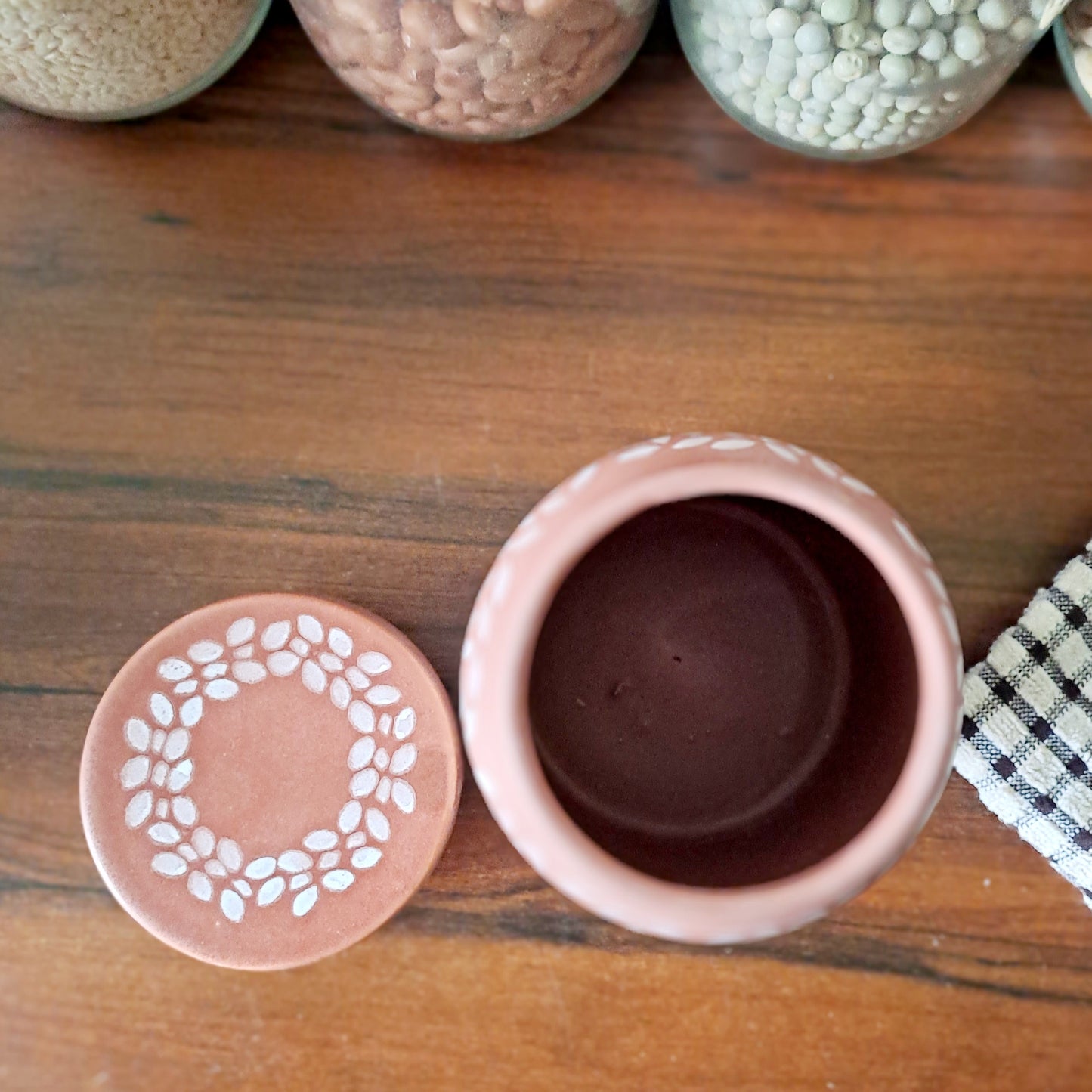 CERAMIC JAR WITH CERAMIC LID (SMALL) SET OF 2