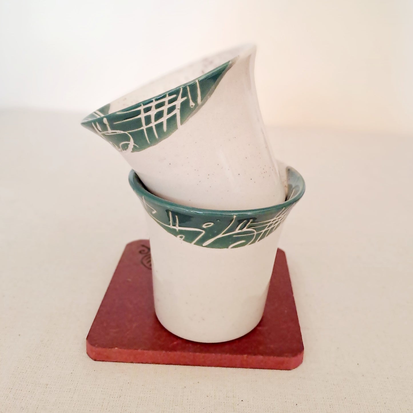 White Ceramic Kulhar set of 2