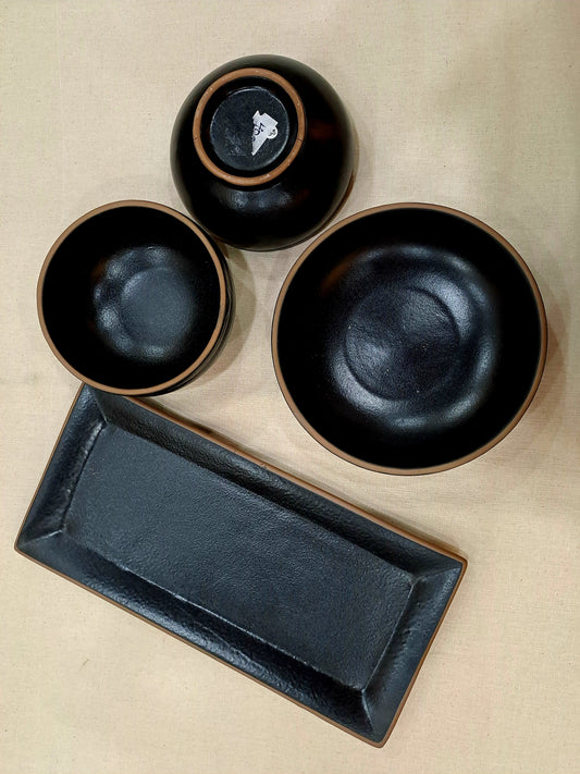 BLACK PLATTER, PASTA PLATE AND BOWL COMBO