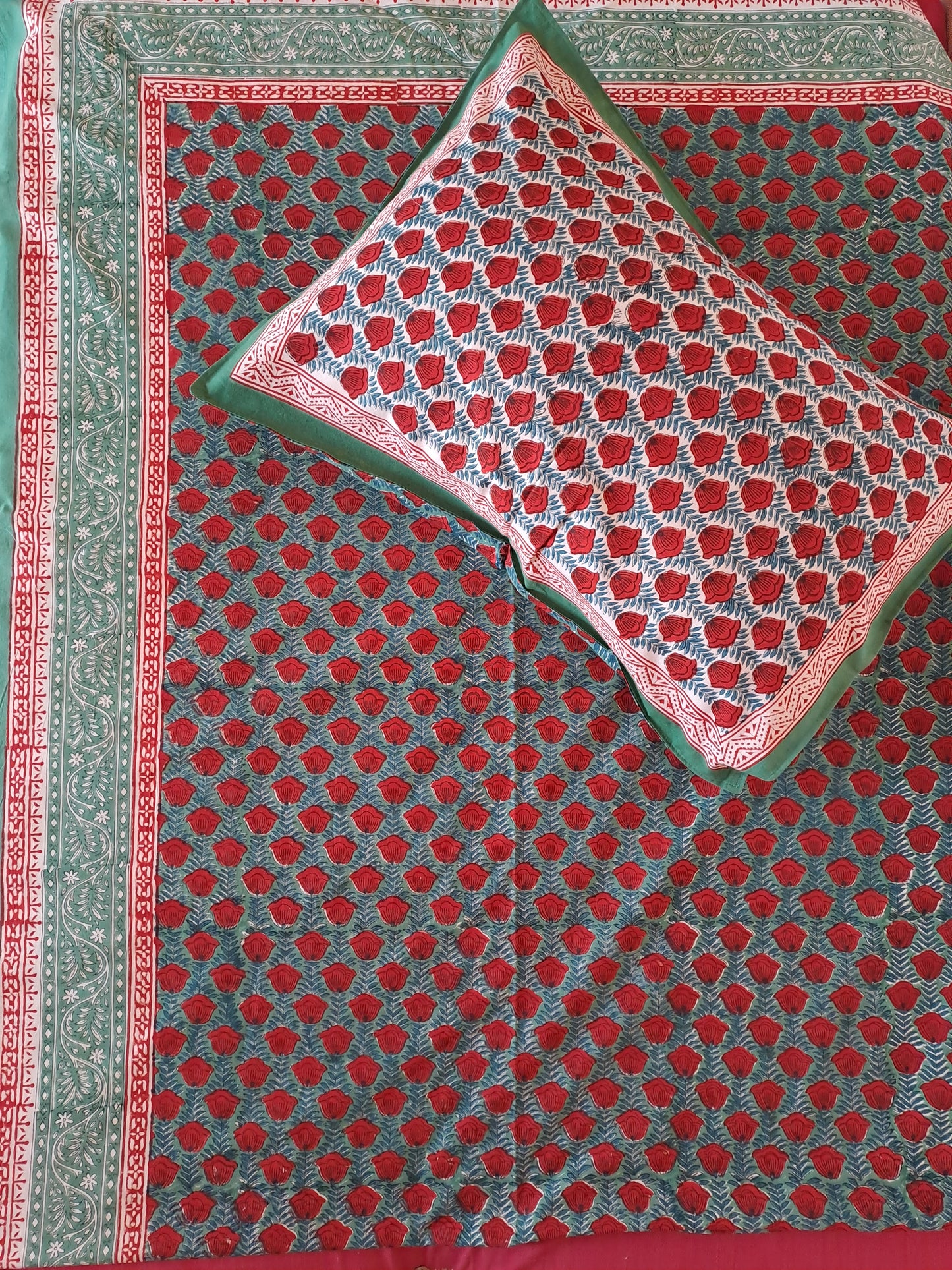 HAND BLOCK PRINT 100% COTTON DOUBLE BEDSHEET