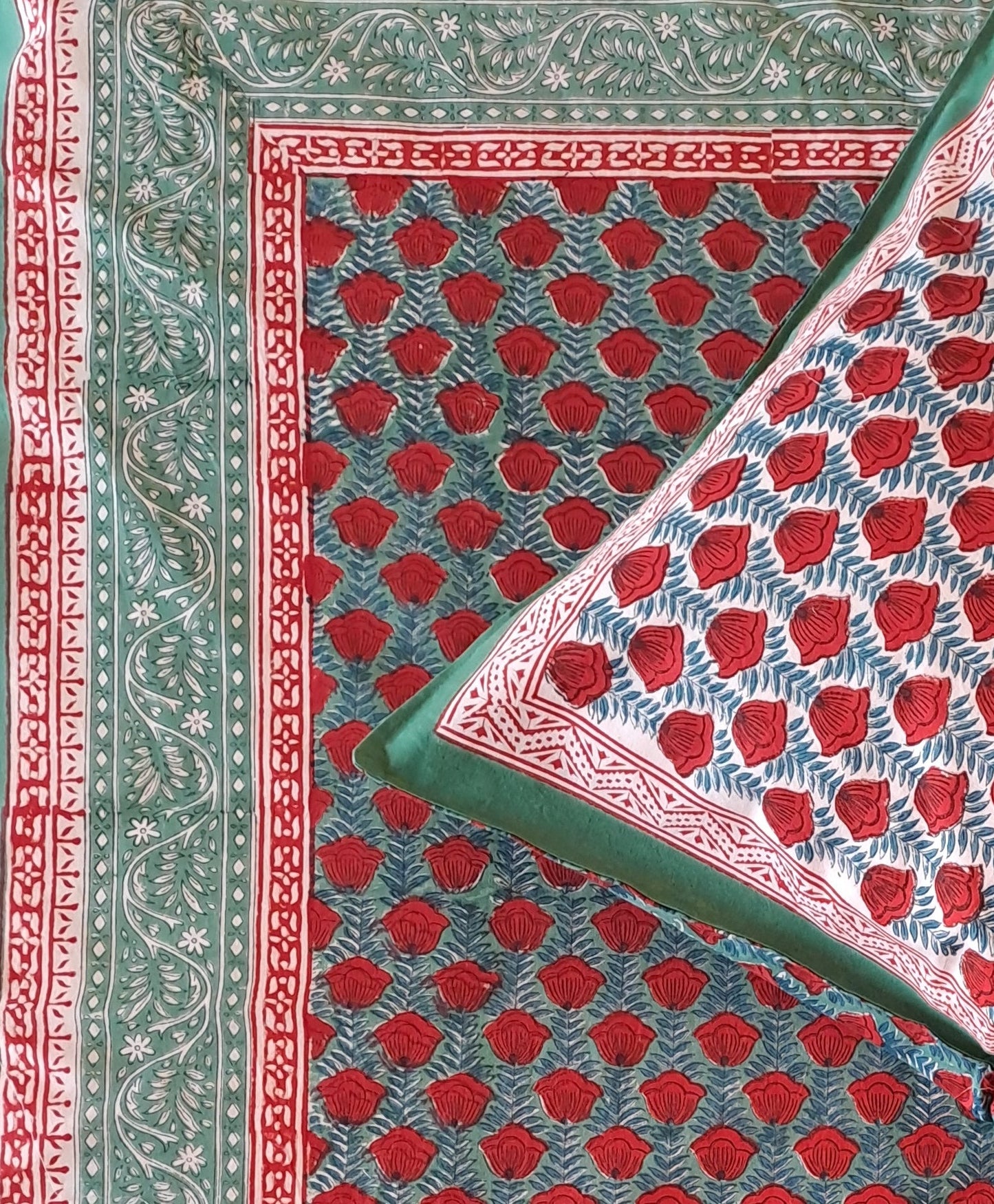 HAND BLOCK PRINT 100% COTTON DOUBLE BEDSHEET