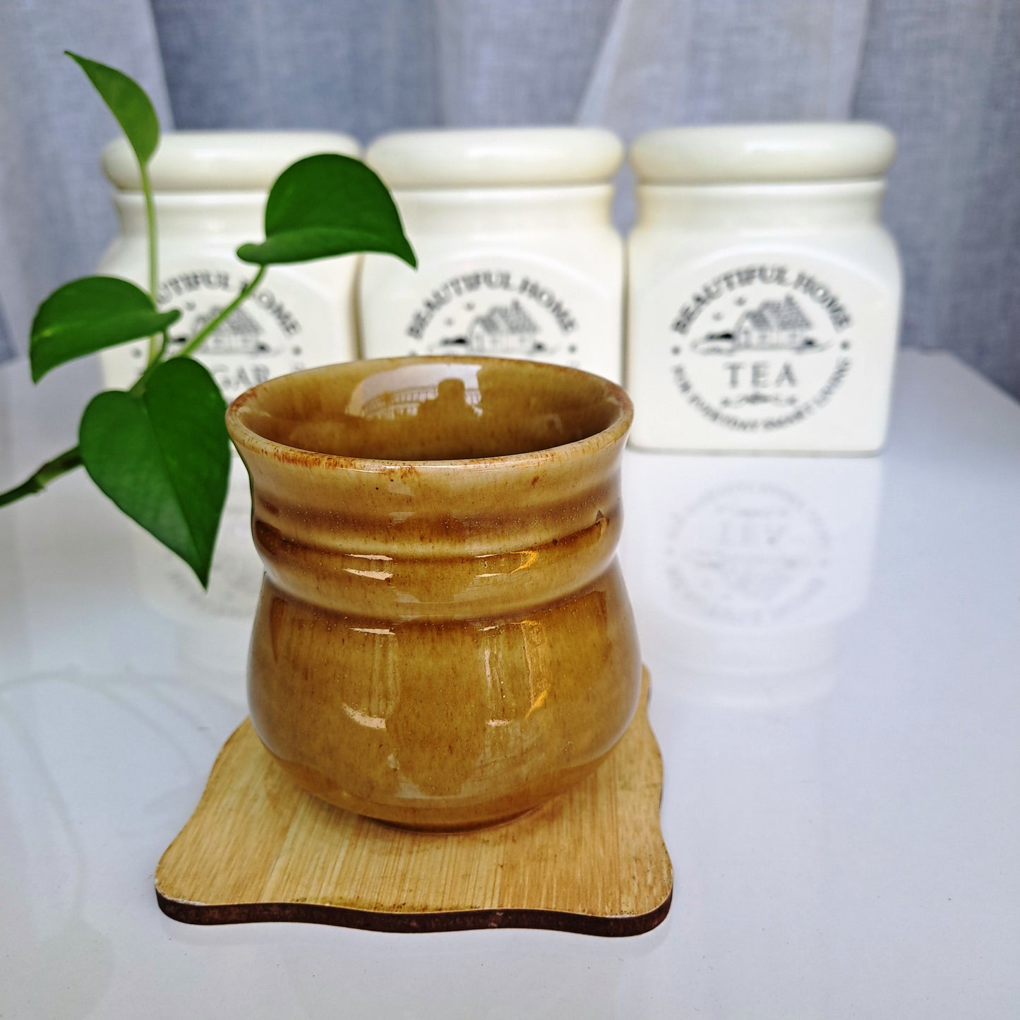 CERAMIC MUSTARD COLOR KULHAR SET OF 2